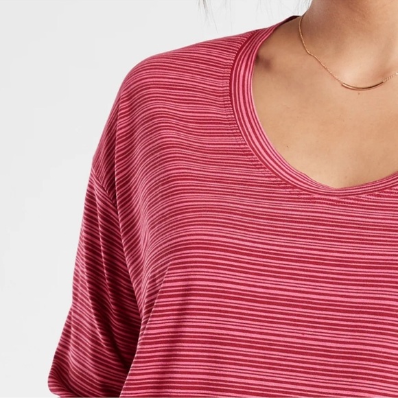 Athleta Cloudlight Stratus Striped Top Pink Red Size XL - Picture 4 of 9